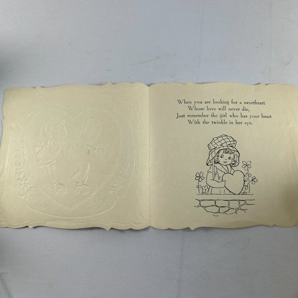 Vintage Valentines Greeting Card Embossed Roller Skates Heart Boy Girl Ephemera - Picture 2 of 11
